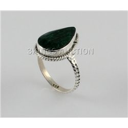 28.02ctw Sterling Silver PearCut Emerald Beryl Ring