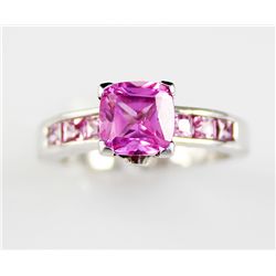 Sterling Platinum 3.34 Pink Tourmaline Ring