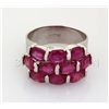 Image 2 : 31.41CTW Pink Ruby Cluster Design Silver Ring