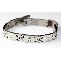 Mens 16 Faux Diamond Stainless Bracelet