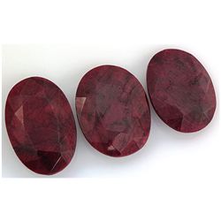 203.35ctwRuby Oval Cut Loose Gemstone Lot of 3