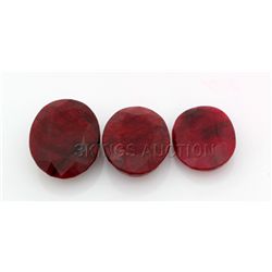 185.10ctw Ruby Oval Cut Loose Gemstone lot of 3