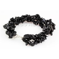 188.99CTW 7in. BLACK QUARTZ CHIPPED STONE BRACELET META
