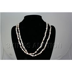 161.00CTW 16in. RICE PEARL WHITE-PEACH NECKLACE