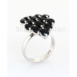 Cluster Sapphire 28.16CTW Sterling Silver Ring