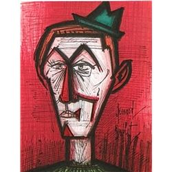 Buffet Original Lithograph "Clown On A Red Background"