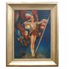 Image 1 : "PATRIOTIC WOMEN" - ORIGINAL OIL ON CANVAS
