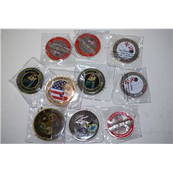 Various Military Challenge Coins; Various Dates, Bases, Etc.; Lot of 10; EST. $40-80