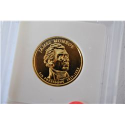 2008 US Presidential James Monroe $1; Pure 24K Gold Enriched; EST. $5-10