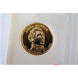 2008 US Presidential James Monroe $1; Pure 24K Gold Enriched; EST. $5-10