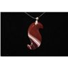 Image 1 : Black Leather Necklace With Multi-Colored S-Shaped Stone Charm; EST. $5-10