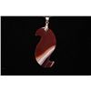 Image 2 : Black Leather Necklace With Multi-Colored S-Shaped Stone Charm; EST. $5-10