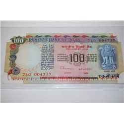 India 100 Rupees Foreign Bank Note; EST. $10-20