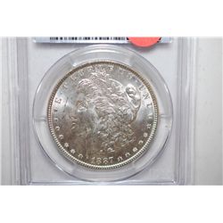 1887 Silver Morgan $1; PCGS Graded MS63; EST. $60-80
