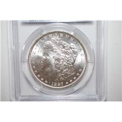 1887 Silver Morgan $1; PCGS Graded MS63; EST. $60-80
