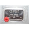 Image 1 : Ohio Precious Metals, LLC Silver Ingot Made From Recycled Sources; .999 Fine Silver 1 Oz.; EST. $30-
