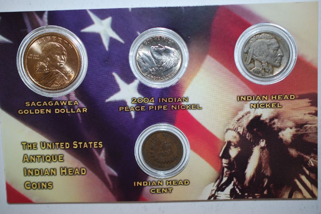 The United States Antique Indian Head Coin Set; Sacagawea 1, 2004P