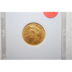 1878 Indian Princess $3 Gold Piece; MCPCG Graded VG10; EST. $600-1200