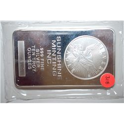 Sunshine Minting Inc. Silver Ingot; .999 Fine Silver 10 Oz.; EST. $300-350