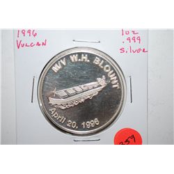 1996 Vulcan Materials Co. Silver Round; M/V W.H. Blount April 20, 1996; .999 Silver 1 Oz.; EST. $30-