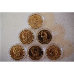 US Presidential $1 Coin; Various Dates, Conditions & Presidents; Lot of 6; EST. $6-10