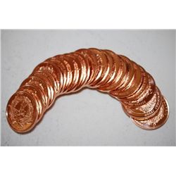 Copper Round "Glory To The New Born King"; 999 Fine Copper 1 Oz.; Roll Lot of 20; EST. $25-45