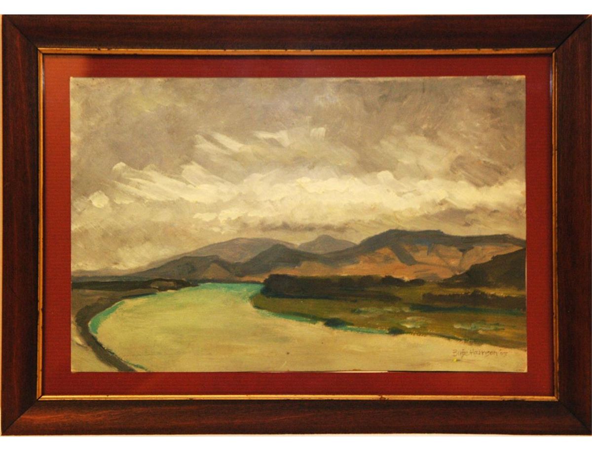 BIRGE HARRISON OIL PAINTING ON CARDSTOCK