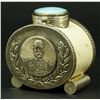 Image 1 : RUSSIAN SILVER & IVORY ENAMELED INKWELL