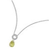 Image 1 : 16" Rhodium Plated Necklace with Open Circle Clear CZ and Faceted Light Green CZ Drop