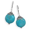Image 1 : Reconstituted Turquoise Bead Lever Back Earrings