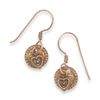 Image 1 : Copper French Wire Earrings with Copper Heart and Coin Charm