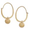 Image 1 : 14 Karat Gold Plated Hoop with Om Tag Earrings
