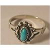 Image 1 : VTG 50'S ARTIST SIGNED BLUE TURQUOISE STONE STERLING SILVER DAINTY RING 6 1/2