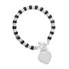 Image 1 : 7.5" Black Onyx with Heart Tag Toggle Bracelet