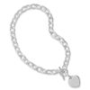 Image 1 : 7.5" Small Round Link Bracelet with Heart Tag