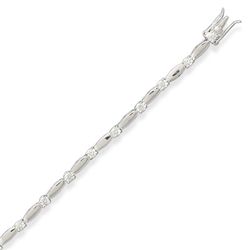 7.5" 3mm CZ with Silver  Bars Bracelet