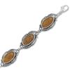 Image 1 : 7.5" Amber Link Bracelet with Leaf Design