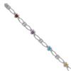 Image 1 : 7" Multicolor CZ Heart Open Link Bracelet