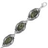 Image 1 : 7.5" Green Amber Link Bracelet with Leaf Design
