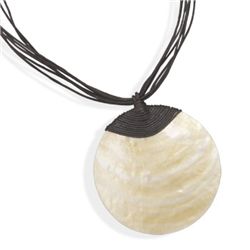 18  10 Strand Cord Necklace with Large Shell Pendant