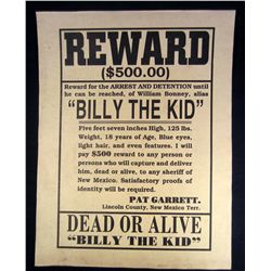 BILLY THE KID OUTLAW REWARD POSTER