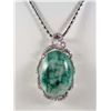 Image 1 : PLATINUM OVER STERLING SILVER EMERALD AND SAPPHIRE PENDANT W/ CHAIN