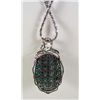 Image 2 : PLATINUM OVER STERLING SILVER EMERALD AND SAPPHIRE PENDANT W/ CHAIN