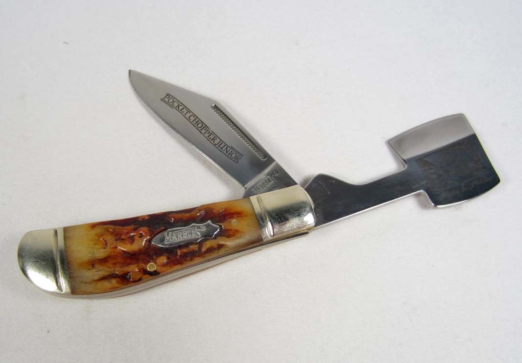MARBLES POCKET KNIFE / CHOPPER W/ BROWN STAG HANDLE