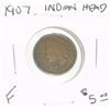 Image 1 : 1907 INDIAN HEAD PENNY RED BOOK VALUE IS $5.00 *FINE GRADE*!!