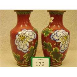 Pair of cloissone vases, 9  high £40 - 60...