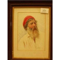 Framed 19th century watercolour portrait of b...