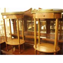 Pair of continental fruitwood bedside cupboar...