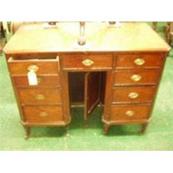 19th century mahogany knee-hole desk with can...