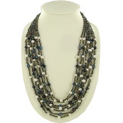 1000twc Labradorite Pearl Bead Necklace (JEW-3659)